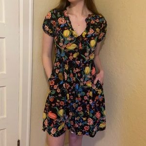 Anthropologie Maeve Bloedel Dark Floral Dress